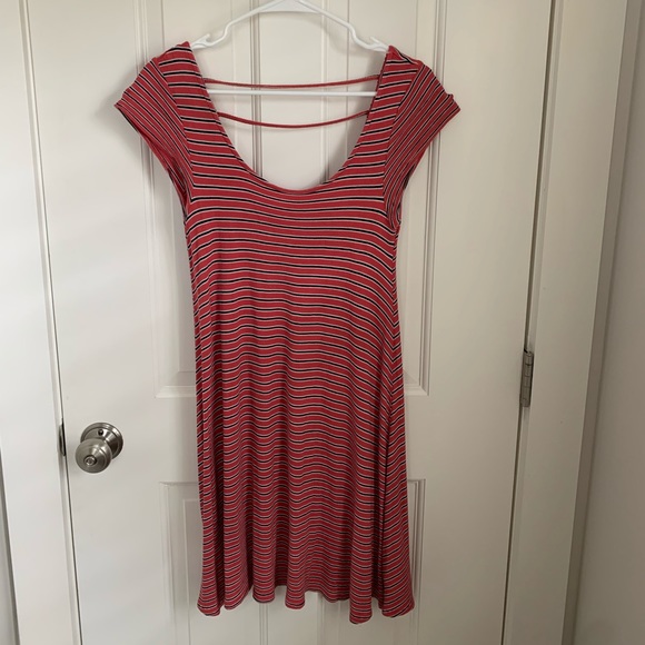 American Eagle Medium Dress in Salmon White & Navy - Picture 1 of 2